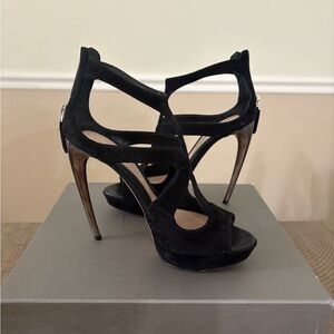 Alexander McQueen Black Strappy Heels